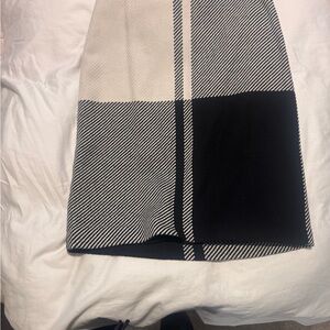 Talbots Black and Cream Plaid Pencil Skirt